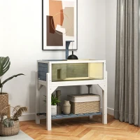 PawHut Maison pour tortues terrarium tortue terrestre sur pieds 2 zones toit ouvrant zone interactive 84,5 x 47,5 x 90 cm gris(m-2)