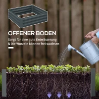 Outsunny 2-delige Set Plantenbak, Bloemenbak, Bloempot voor Tuin, Terras, van Verzinkt Staal, 100 x 100 x 30 cm, Donkergrijs(m-4)