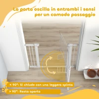 PawHut Cancellino per Cani Regolabile con Estensioni, Porta per Gatti e Apertura a Una Mano, 76-104x77cm, Bianco(m-6)