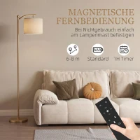 HOMCOM Vloerlamp met verstelbare lichtopties, voetschakelaar, afstandsbediening, metaal, goud(m-6)