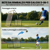SPORTNOW Rete da Rimbalzo Portatile 2-in-1, Doppio Lato e Pieghevole(m-4)