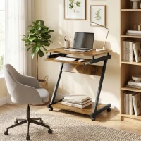 HOMCOM Movable Computer Desk with 4 Moving Wheels and Keyboard Tray(m-2)