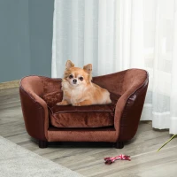 PawHut Dog Sofa Bed for XS-Sized Dogs, Pet Couch with Removable Soft Cushion, Cat Sofa Lounge with Back Pocket, Thick Sponge, Wooden Frame(m-2)