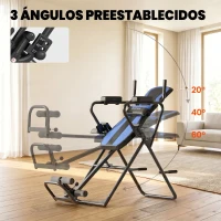 SPORTNOW Tabla de Inversión Plegable con Dominadas y Flexiones Altura Ajustable 155-198 cm Ángulos 20° 40° 60° Cinturón Azul(m-7)