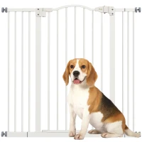 PawHut Barrière de sécurité pour chien extensible 74-100 cm fermeture automatique fixation par pression sans percer blanc(m-11)