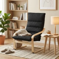 HOMCOM Poltrona de Sala Moderna com Encosto Alto Acolchoado Estrutura de Madeira e Estofada em Veludo 67x83x105 cm Preto(m-9)