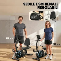 SPORTNOW Cyclette Orizzontale Magnetica con Resistenza a 8 Livelli e Display LCD, in Metallo, 136x56x106 cm, Blu(m-7)