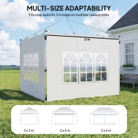 Outsunny Gazebo Side Panels, Sides Replacement with Window for 3x3(m) or 3x4m Pop Up Gazebo, 2 Pack, White(m-7)