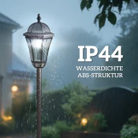 Outsunny Solar Gartenlaterne 2er Set, Wetterfeste Wegleuchte 129 cm hoch, mit LED, 6 Std. Beleuchtung, IP44, Solarlampe für Außen, Schwarz(m-7)