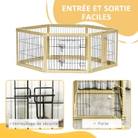 PawHut Parc enclos modulable et Gamelles chiens surélevées 6 panneaux porte verrouillable 2 bols amovibles chacun 1,1L et tapis(m-4)