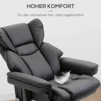Homcom Relax massagestoel met voetenbank, ligfunctie, kunstleer, zwart(m-6)