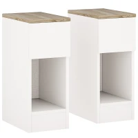 HOMCOM Set of Two Modern Storage Bedside Tables - Cream White(m-1)