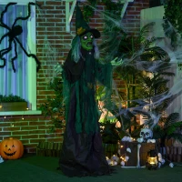 HOMCOM 6ft Halloween Witch Decoration, Outdoor Activated Prop with Light Up Eyes Magical Heart, Sound Activated(m-8)