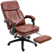Vinsetto PU Leather Office Chair with 7 Point Vibrating Massage, Computer Desk Chair with Footrest, Adjustable Height, Reclining Back, Brown(m-10)