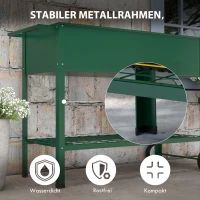 Outsunny Plantenbed Plantenbak, 1 Plank, 2 Wielen, 109 cm x 44 cm x 80 cm, Groen(m-6)