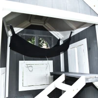 PawHut Wooden Cat House, Weatherproof Pet Shelter, Outdoor Cat Condos Cave, 2 Floor Furniture, Grey and White(m-9)