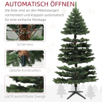 HOMCOM Kunstkerstboom 180 cm met 1050 takken Kerstdecoratie en metalen standaard, voor binnen, groen(m-7)