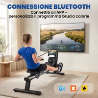 SPORTNOW Vogatore, 16 livelli resistenza magnetica, binario alluminio, Bluetooth, compatibile APP.(m-4)