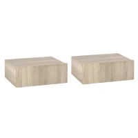 HOMCOM Conjunto de 2 Mesas de Cabeceira com 1 Gaveta Desenho Montado na Parede Estilo Moderno para Dormitório 40x30x15cm Madeira(m-12)