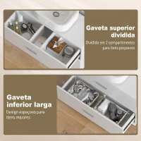 HOMCOM Móvel para Lavatório Pousar com 2 Gavetas para Lavatório sem Pedestal 80x30x60 cm Branco(m-7)