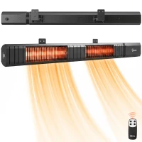 Outsunny 3000 W Electric Infrared Patio Heater, Wall Mounted IP65 Garden Heater with 9 Heat Settings, 24 H Timer, Black(m-15)