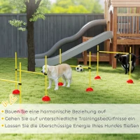 PawHut 5-delig Hondenagilityset met 4 Hordes en Draagtas voor Sprongtraining, Geel(m-8)