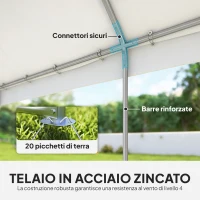 Outsunny Tendone per Feste 4x6 m con Finestre e 4 Pareti Laterali Rimovibili, in Acciaio e PE, Bianco(m-6)