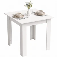 HOMCOM Square Dining Table, Modern Small Dining Table with Wood Effect, Space Saving, Non-slip Foot Pads, White(m-12)