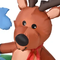 HOMCOM Hinchable de Navidad Papá Noel Inflable con Elfo y Reno con 6 Luces LED e Inflador para Exterior Interior 203x50x153 cm(m-8)