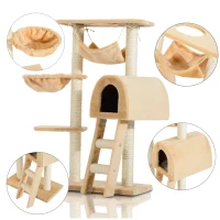PawHut Cat Tree for Indoor Cats Kitten Activity Centre Scratch Scratching Scratcher Climber Post Rest Bed Toy 100cm(m-8)