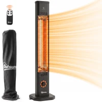 Outsunny 2000 W Electric Infrared Patio Heater with Cover, Free Standing/Wall Mounted IP65 Outdoor Garden Heater, Black(m-15)