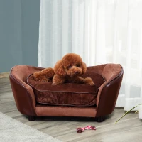 PawHut Dog Sofa Bed for Small-Sized Dogs, Pet Couch with Removable Soft Cushion, Cat Sofa Lounge with Back Pocket, Thick Sponge, Wooden Frame(m-2)