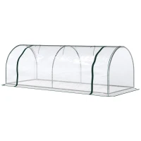 Outsunny kas, kweekkas met deur, koude kas, plantenhuis, plantenteelt, staal PVC, 250 x 100 x 80 cm(m-10)