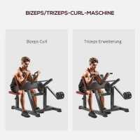 SPORTNOW Curlbank & Trizeps-Extension, 5 Sitzverstellungen, 25 Winkel, Stahl & Kunstleder, Schwarz(m-4)
