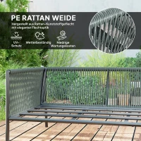 Outsunny Tuinmeubelset Rattan Loungeset met Hoekbank, Tafel en Kussens voor 6 Personen Donkergrijs(m-5)