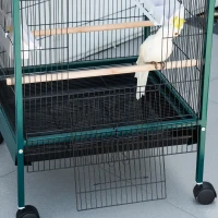 PawHut Grande Cage à Oiseaux sur pied double avec mangeoires perchoirs plateau amovible roulettes - Dim. 51,5L x 50l x 140H cm(m-11)