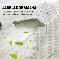 Outsunny Estufa Tipo Túnel 395x300x200 cm com Porta de Malha e 8 Janelas Estufa de Jardim com Cobertura de PE Branco(m-5)