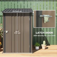 Outsunny 3.3 x 3.4ft Lean To Steel Garden Shed with Locking Door - Brown/Grey(m-5)