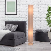 HOMCOM Floor Lamp for Living Room, 120cm Modern Standing Lamp with Linen Shade and Wooden Base, Cream(m-7)