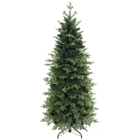 HOMCOM Geneva Fir Hinged Xmas Tree, 6ft/180cm Artificial Christmas Tree with 1610 Branch Tips, Foldable Steel Stand, Green(m-15)