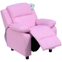 HOMCOM Kids Sofa Armchair Toddler Recliner Children's  Chair Lounger Games Chair  PU Leather w/ Storage  (Pink)(m-1)