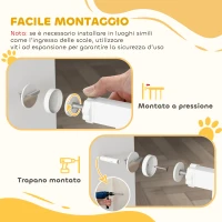 PawHut Cancello per Cani e Gatti Estensibile con Gattaiola Integrata, in Acciaio e ABS, 75-85x2x76 cm, Bianco(m-7)