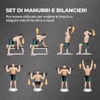 HOMCOM Set 2 Manubri Antiscivolo con 8 Dischi Pesi da 15 kg totali e Connettore, in Acciaio, HDPE e Sabbia, Nero(m-4)