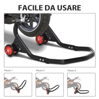 DURHAND Cavalletto Alzamoto Posteriore Universale e Regolabile Cavalletto Spostamoto per Moto Sportive Fino 200kg Nero(m-6)