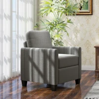 HOMCOM Modern Boxy Linen-Look Armchair - Light Grey(m-8)