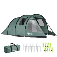Outsunny Tenda de Campismo para 3-4 Pessoas Impermeável PU2000 mm com Proteção UV30+ Janelas e Bolsa de Transporte 475x264x172 cm Verde(m-1)