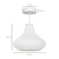 HOMCOM Candeeiro Suspenso Moderno Candeeiro de Teto com Ecrã de Impressão 3D Iluminação para Sala de Jantar Ø22x18 cm Branco(m-3)