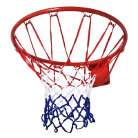 HOMCOM Basketballkorb, Indoor & Outdoor mit Ø46 cm Korb und Netz, Wandmontage, Basketball Board für Erwachsene, Rot + Blau + Weiß(m-10)