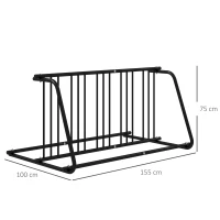 DURHAND Fietsenrek voor 4 fietsen, weerbestendig, extra bevestiging, 155 x 100 x 75 cm, Zwart(m-3)