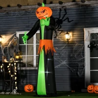 HOMCOM 9FT Inflatable Halloween Pumpkin Ghost with Build in LED,  Outdoor Lighted Blow Up Inflatables for Party Indoor, Garden, Lawn(m-2)